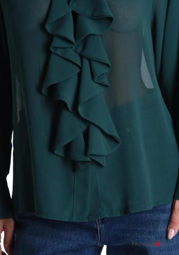 Camisa manga comprida chiffon com folhos com botões - ph 4