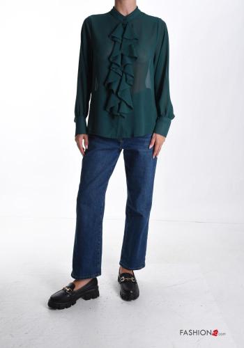 Camisa manga comprida chiffon com folhos com botões - ph 5