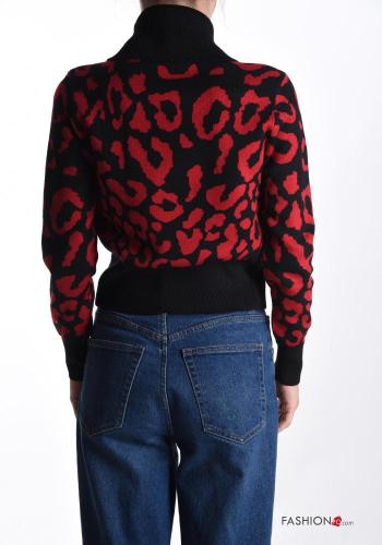Animal print long sleeve mini Wool Mix Sweater Rollneck - ph 2