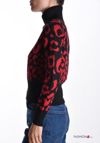 Animal print long sleeve mini Wool Mix Sweater Rollneck - ph 3