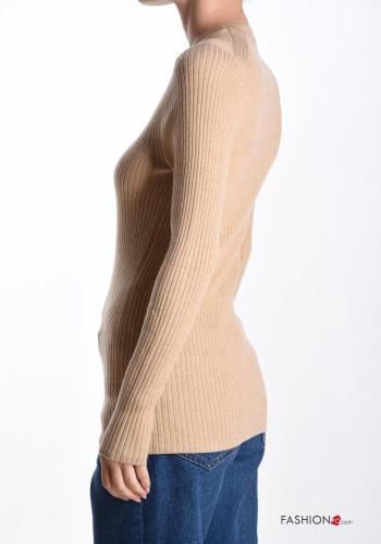 Ribbed crew neck long sleeve Wool Mix Sweater - ph 3