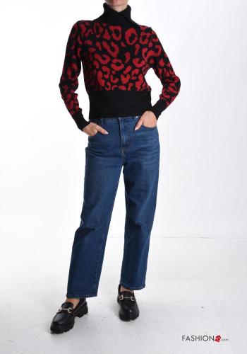 Animal print long sleeve mini Wool Mix Sweater Rollneck - ph 5