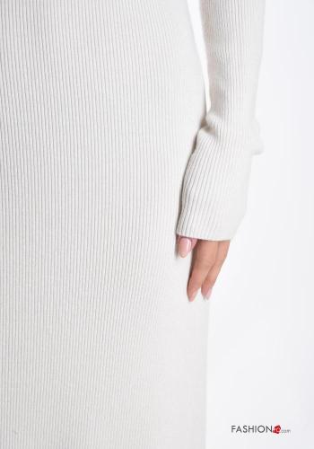Gerippte lange extra lange ärmel Kleid Rollkragen- - ph 4