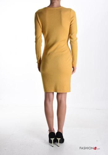 long sleeve crew neck knee-length Wool Mix Dress - ph 2
