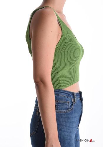 sleeveless backless Ribbed mini Top with v-neck - ph 3