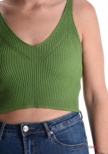 sleeveless backless Ribbed mini Top with v-neck - ph 4