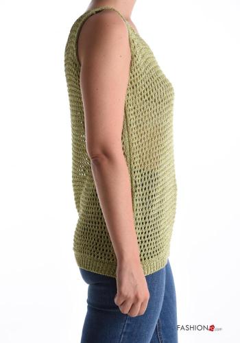 Canotta a rete Fantasia ricamata scollo a V - ph 3