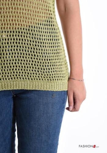 Canotta a rete Fantasia ricamata scollo a V - ph 4
