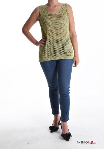 Canotta a rete Fantasia ricamata scollo a V - ph 5