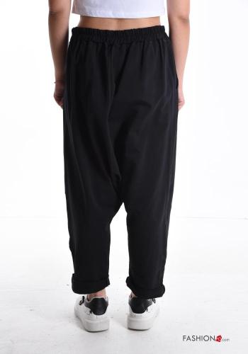 Pantalon en Coton sarouel avec poches à boutons avec élastique avec fermeture éclair - ph 2