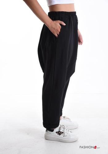 Pantalon en Coton sarouel avec poches à boutons avec élastique avec fermeture éclair - ph 3