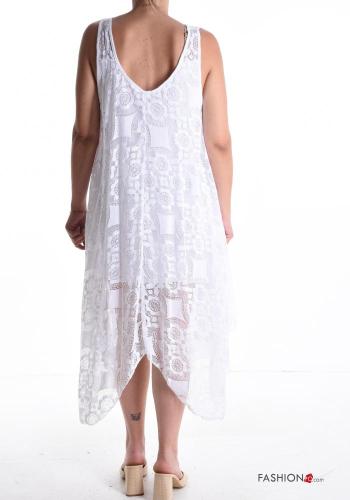 Besticktes Muster Spitze- rückenfrei asymmetrisch ärmellos Kleid - ph 2