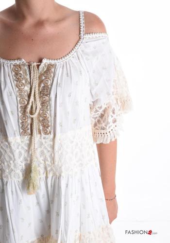 Abito in Cotone maniche corte mare pizzo lurex - ph 4