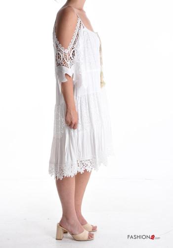 Abito in Cotone scollato sulla schiena mare pizzo lurex con fiocco scollo profondo - ph 3
