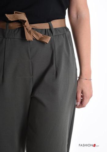 Hose aus Baumwolle mit Taschen mit gummizug mit stoffgürtel - ph 4