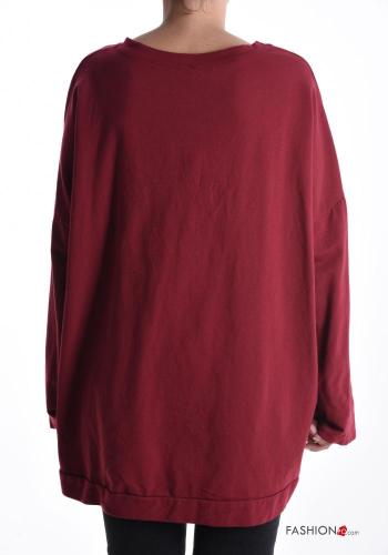 Camisola em Algodão oversize manga extra-longa gola redonda Padrão objetos - ph 2