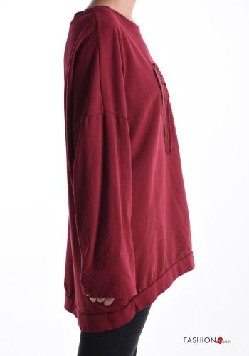 Camisola em Algodão oversize manga extra-longa gola redonda Padrão objetos - ph 3