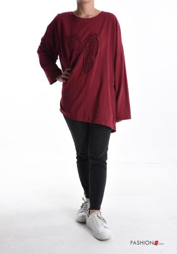 Camisola em Algodão oversize manga extra-longa gola redonda Padrão objetos - ph 5