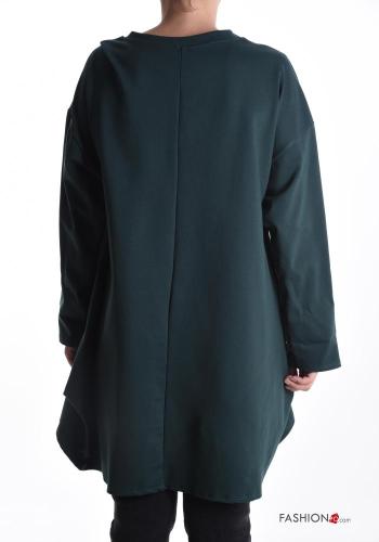 Camisola oversize manga extra-longa gola redonda Padrão bordado - ph 2