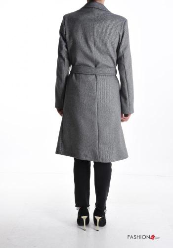 Manteau croisé manches longues avec poches avec doublure avec ceinture - ph 2