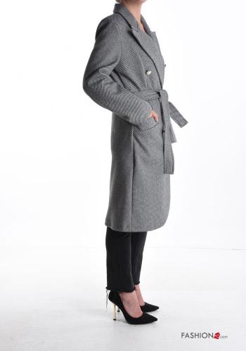 Manteau croisé manches longues avec poches avec doublure avec ceinture - ph 3
