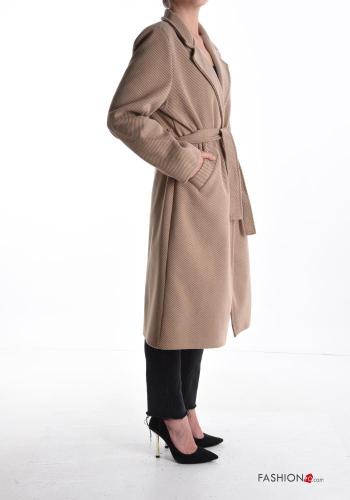 Cappotto con fodera con tasche con cintura con bottoni - ph 3