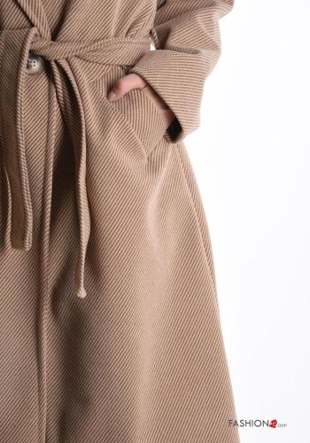 Cappotto con fodera con tasche con cintura con bottoni - ph 4