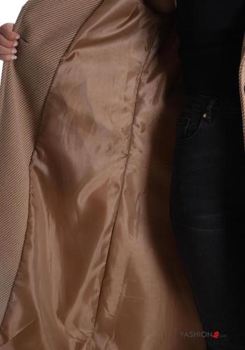 Cappotto con fodera con tasche con cintura con bottoni - ph 5