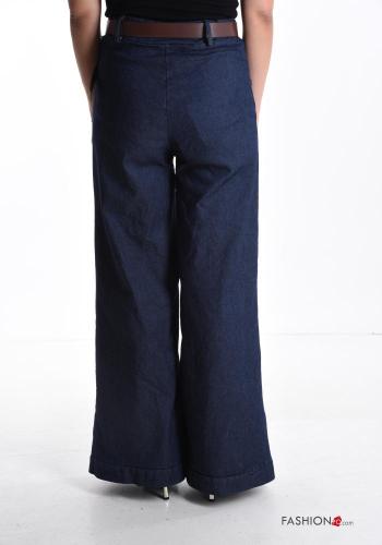 Jeans en Coton wide leg avec poches avec élastique avec ceinture - ph 2