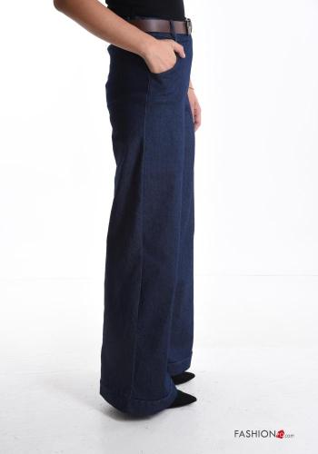 Jeans en Coton wide leg avec poches avec élastique avec ceinture - ph 3