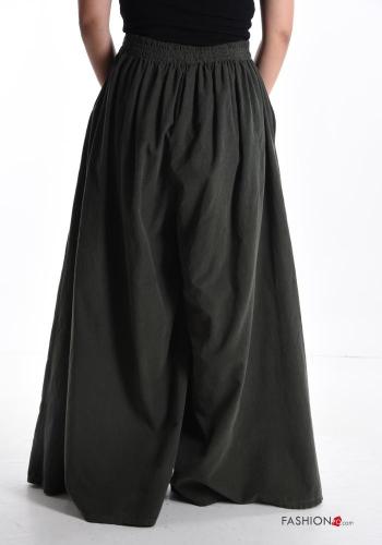 Samt wide leg Oversize Hose aus Baumwolle mit Taschen mit gummizug - ph 2