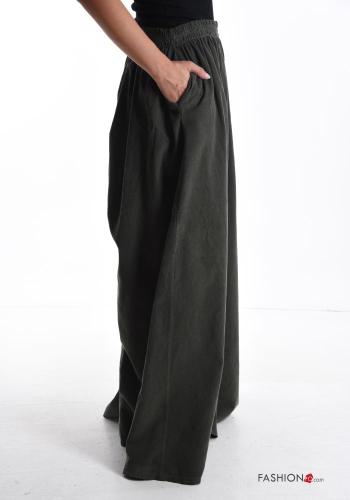 Samt wide leg Oversize Hose aus Baumwolle mit Taschen mit gummizug - ph 3