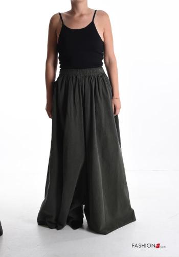 Samt wide leg Oversize Hose aus Baumwolle mit Taschen mit gummizug - ph 5