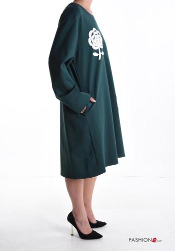 extra long sleeve crew neck Dress with pockets - ph 3