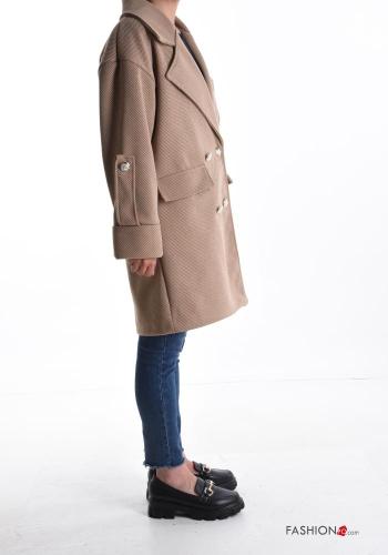 Cappotto doppio petto maniche lunghe con bottoni con fodera - ph 3