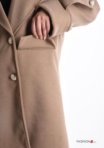 Cappotto doppio petto maniche lunghe con bottoni con fodera - ph 4