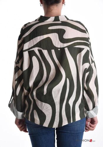 Chemise manches longues Imprimé abstrait à boutons - ph 2
