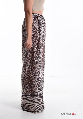 Pantalon wide leg Imprimé animalier avec élastique - ph 3