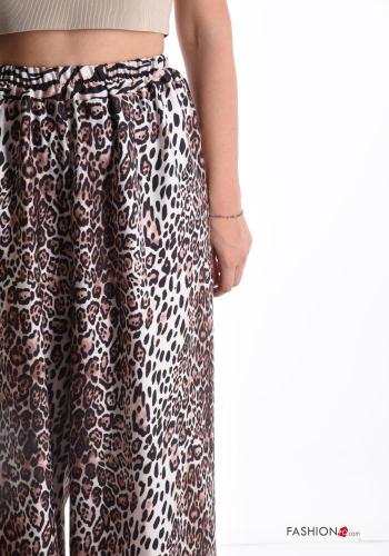 Pantalon wide leg Imprimé animalier avec élastique - ph 4