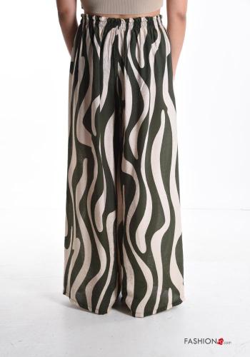 Abstrakte Muster wide leg Hose mit Schleife mit gummizug - ph 2