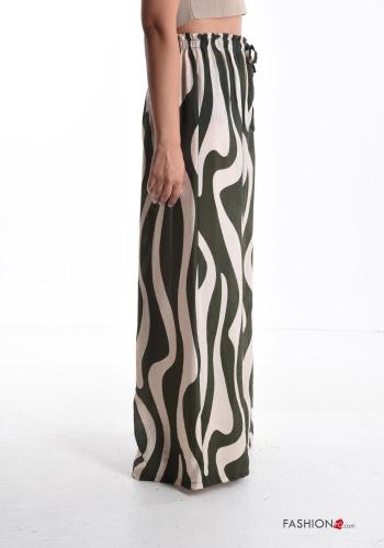 Abstrakte Muster wide leg Hose mit Schleife mit gummizug - ph 3