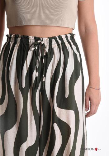 Abstrakte Muster wide leg Hose mit Schleife mit gummizug - ph 4