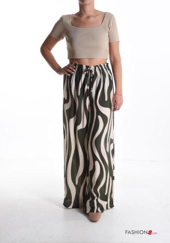 Abstrakte Muster wide leg Hose mit Schleife mit gummizug - ph 5