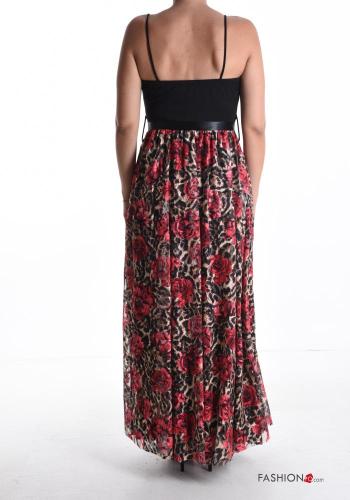 Robe sans manches tulle longue à Imprimé Floral avec doublure avec ceinture en tissu - ph 2