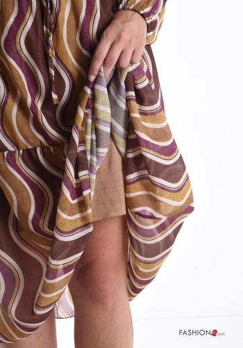 Optical Muster chiffon Kleid mit Knöpfen mit gummizug mit Futter - ph 5
