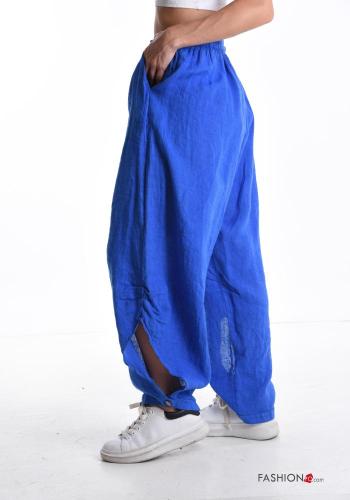 Pantalone in Lino con spacco con elastico con bottoni con tasche - ph 3