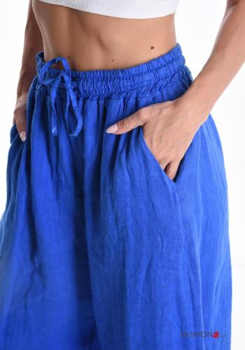 Pantalone in Lino con spacco con elastico con bottoni con tasche - ph 4
