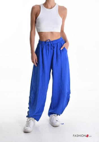 Pantalone in Lino con spacco con elastico con bottoni con tasche - ph 5