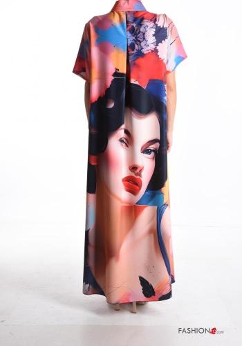 maxi with collar short sleeve long Shirt dress with buttons - ph 2