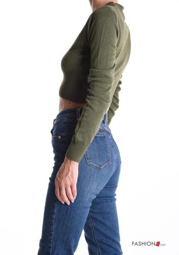 Chaqueta de punto manga larga corto con botones con cuello en v - ph 3